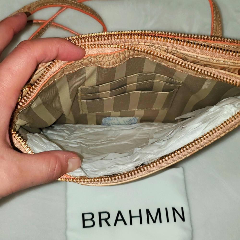 NWT Brahmin Perri Crossbody Coral Whitney Genuine Leather Bag - Picture 10 of 11